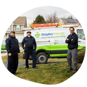 Shipley Energy HVAC Technicians standing by a Shipley Energy HVAC van (1)